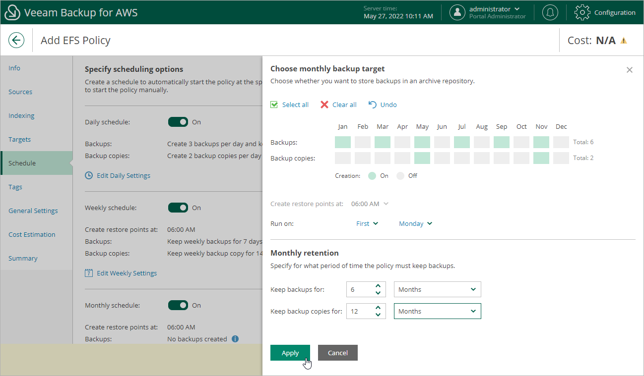 Creating EFS Backup Policy