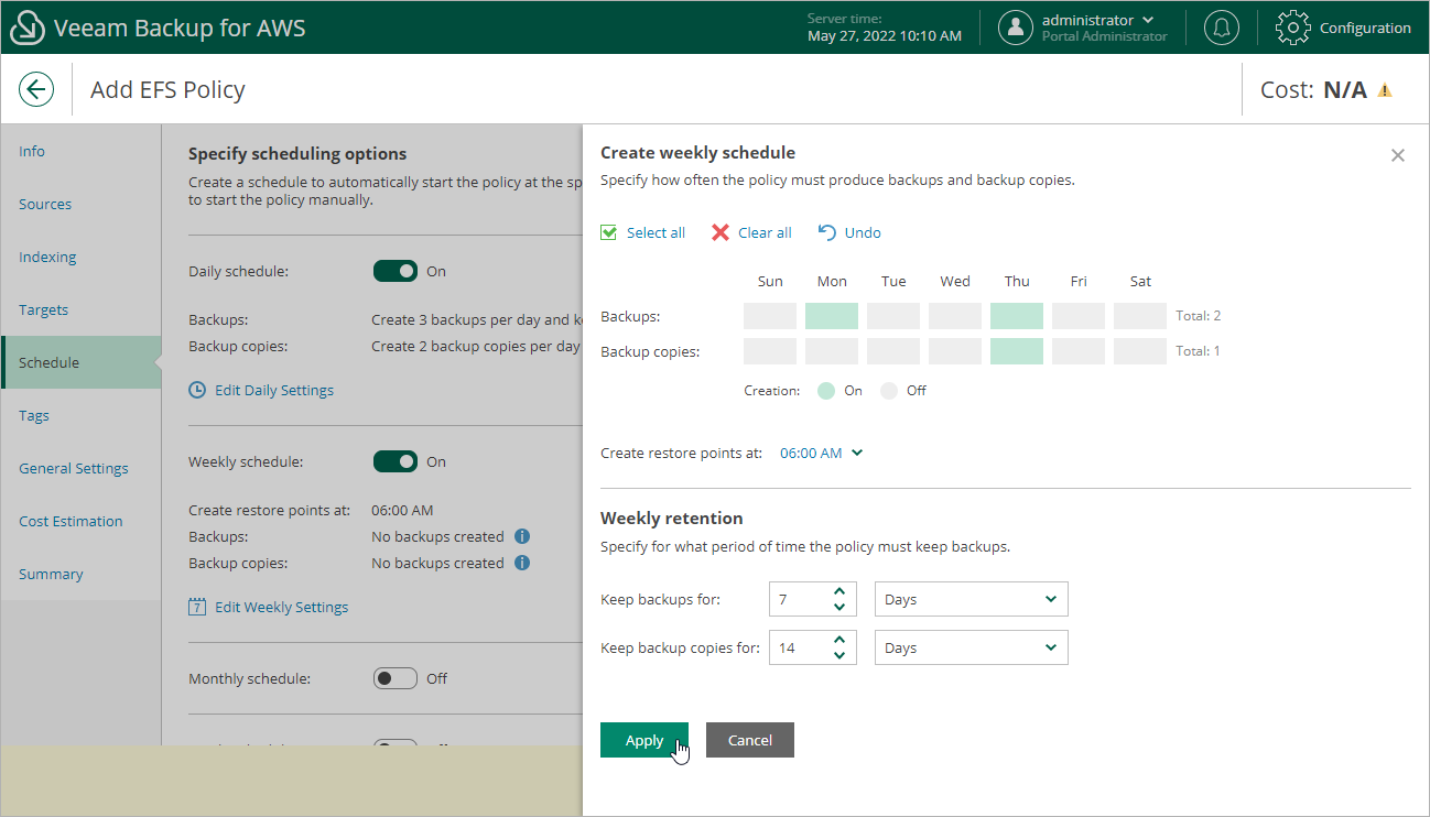 Creating EFS Backup Policy