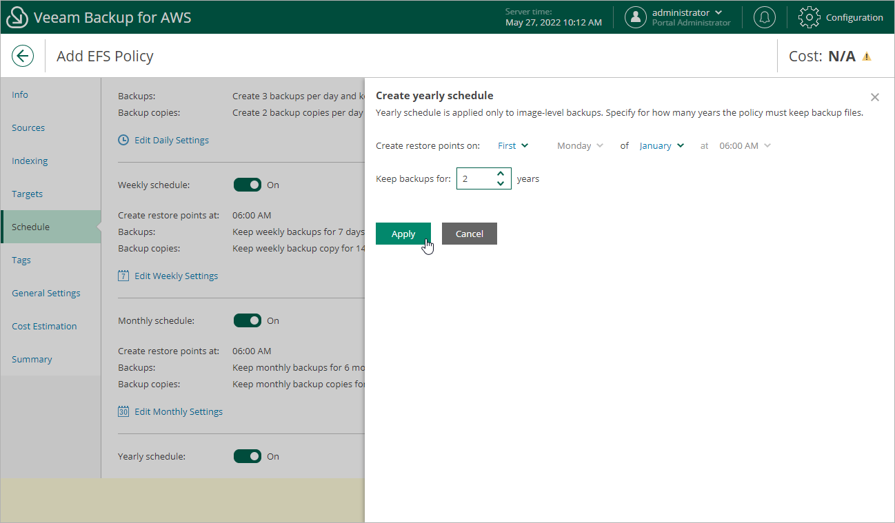 Creating EFS Backup Policy