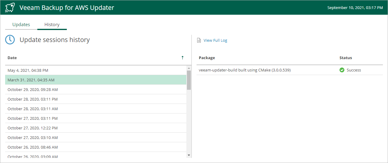 Viewing Updates History