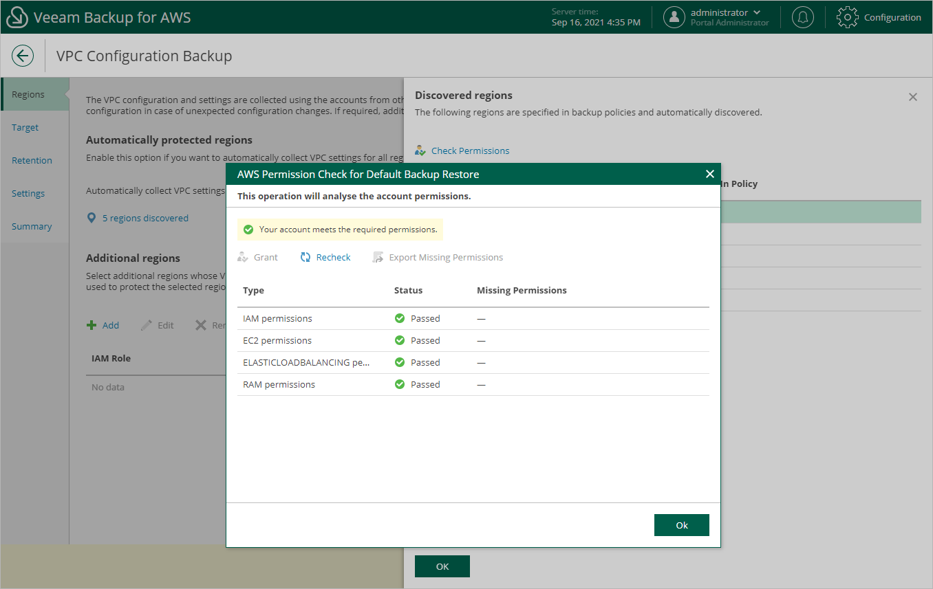 Editing VPC Configuration Backup Policy