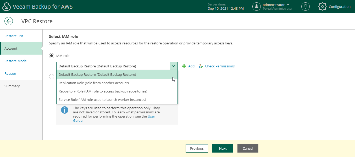 Restoring VPC Configuration