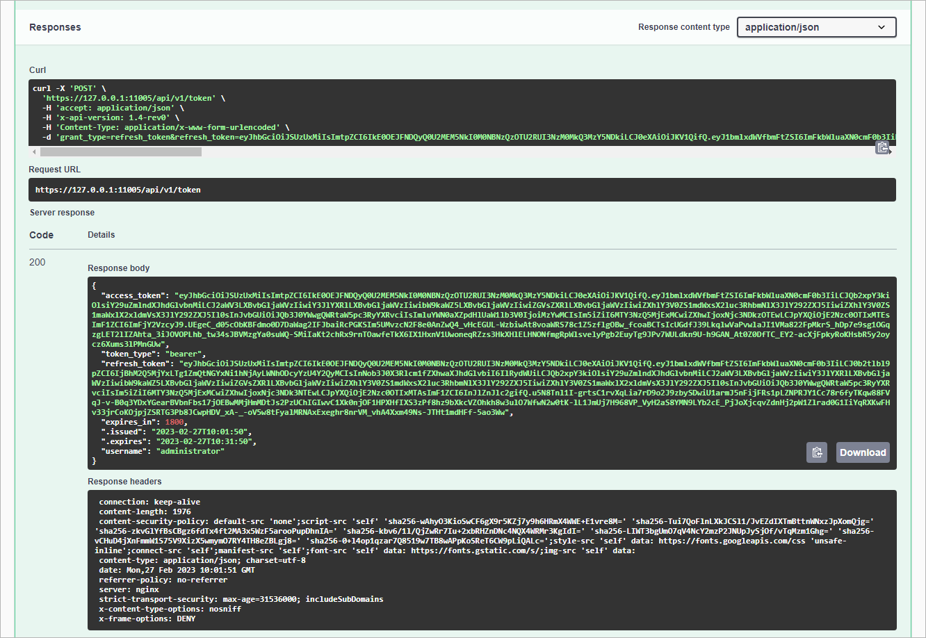 Refresh Token — Server Response