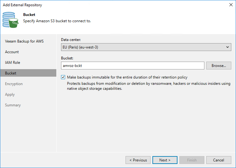 Add Amazon S3 repository - Bucket