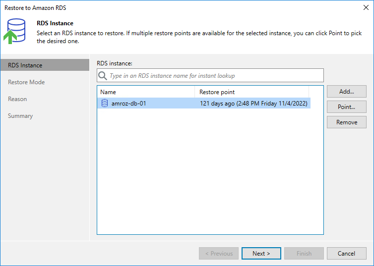 Restore RDS - Instances