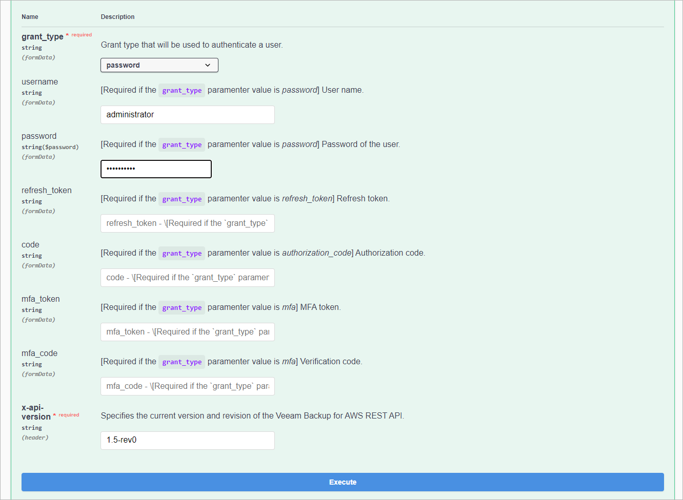Getting Authorization Token - Enter Credentials