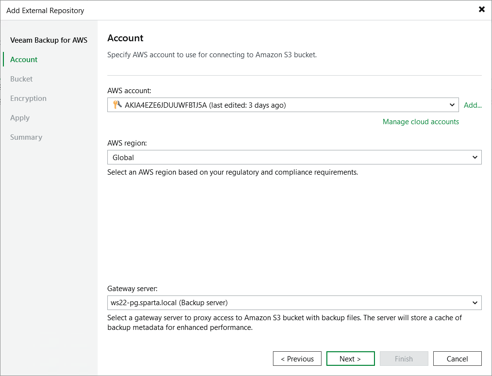 Step 3. Specify AWS Account Settings