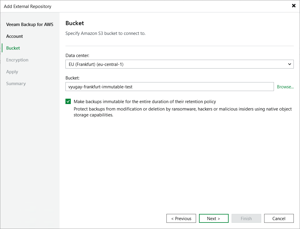 Step 5. Specify Amazon S3 Bucket