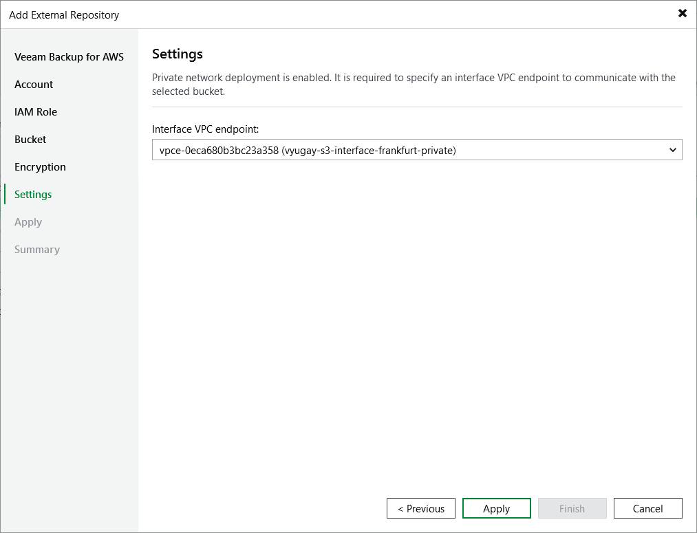 Step 7. Specify VPC Interface Endpoint