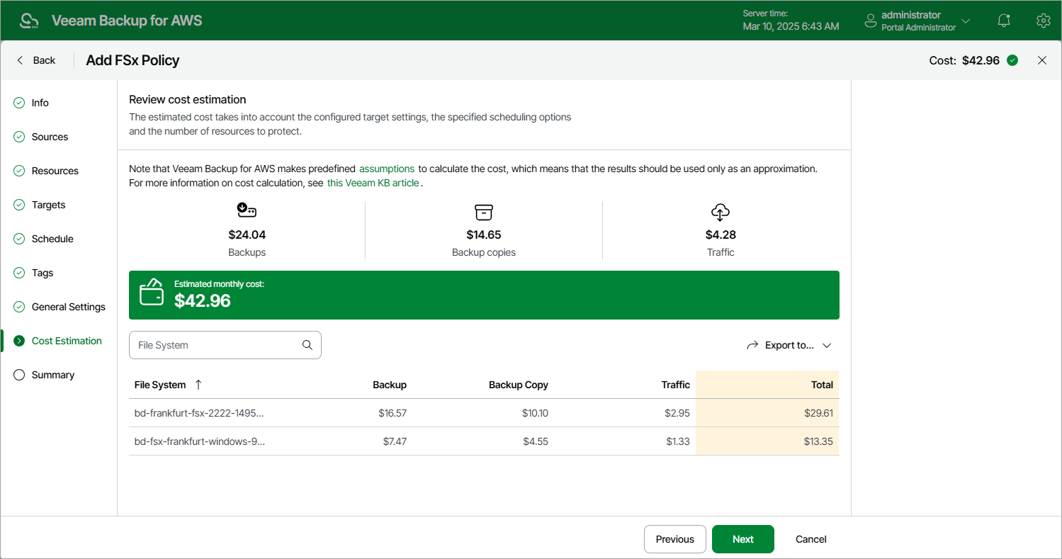 Creating FSx Backup Policy