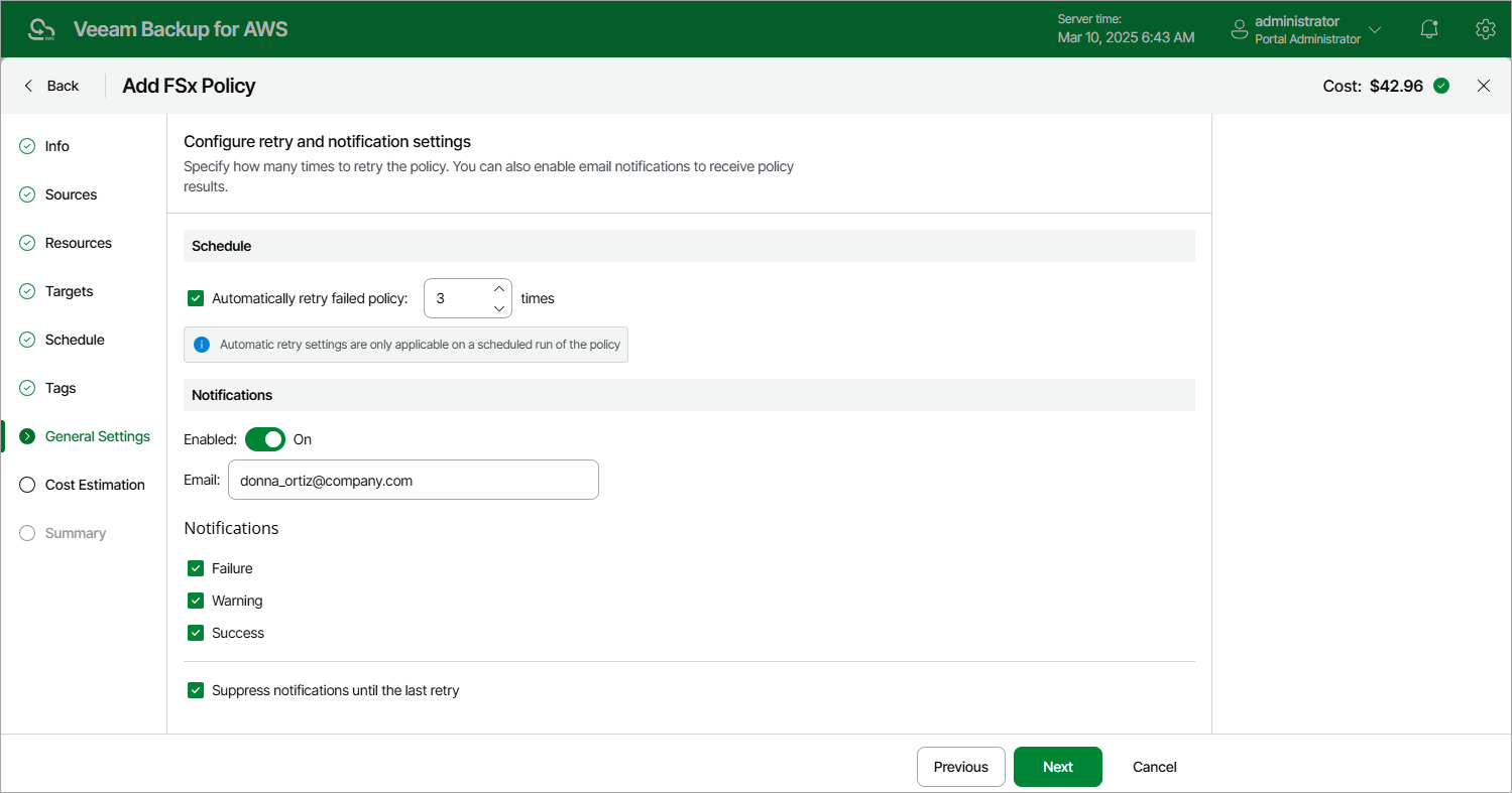 Creating FSx Backup Policy
