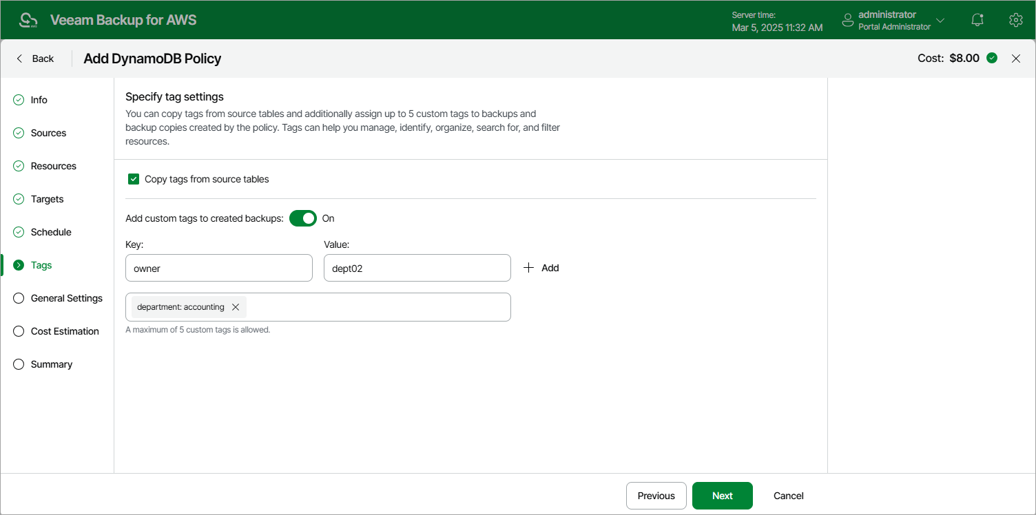 Creating DynamoDB Backup Policy