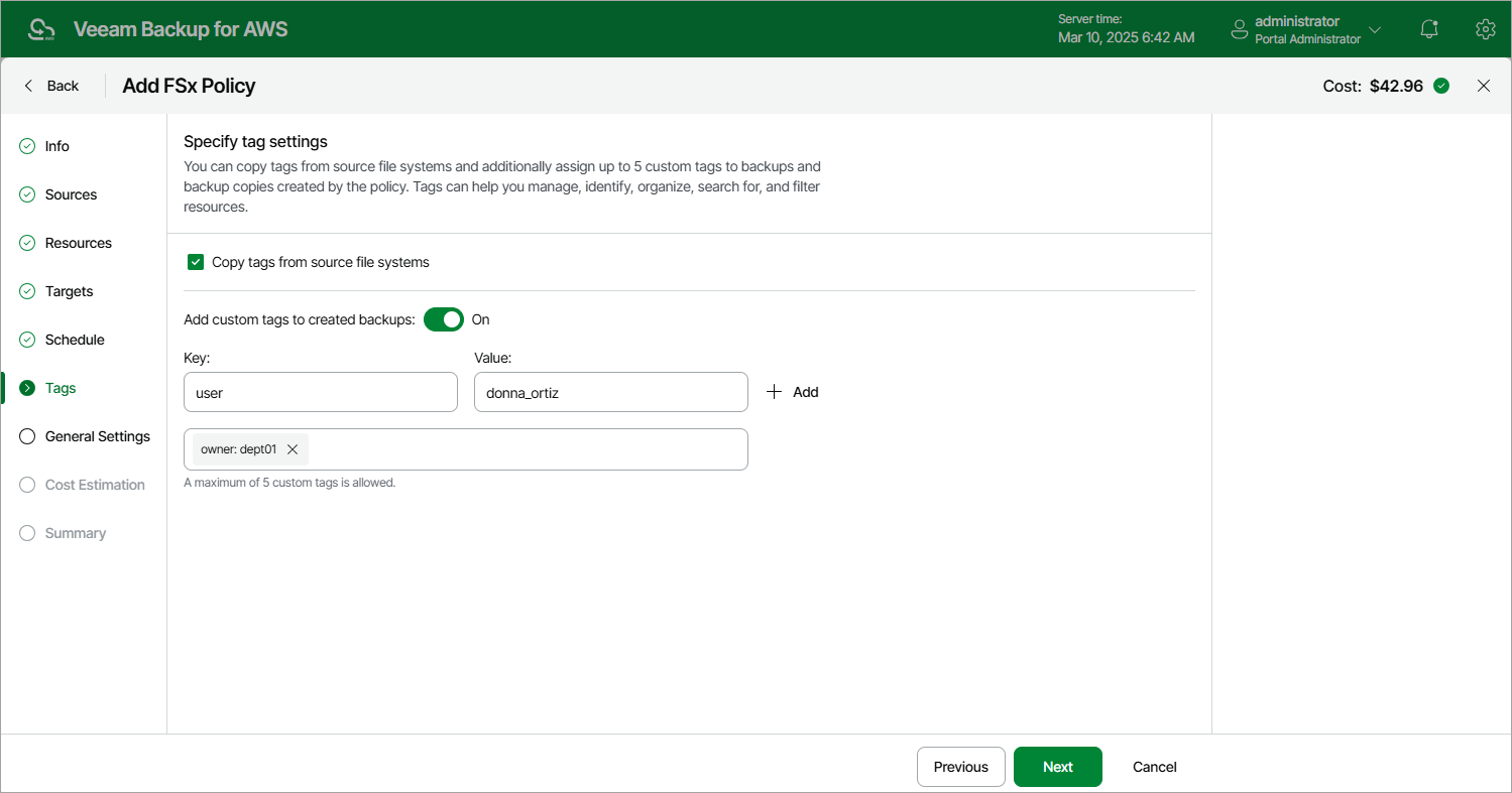 Creating FSx Backup Policy