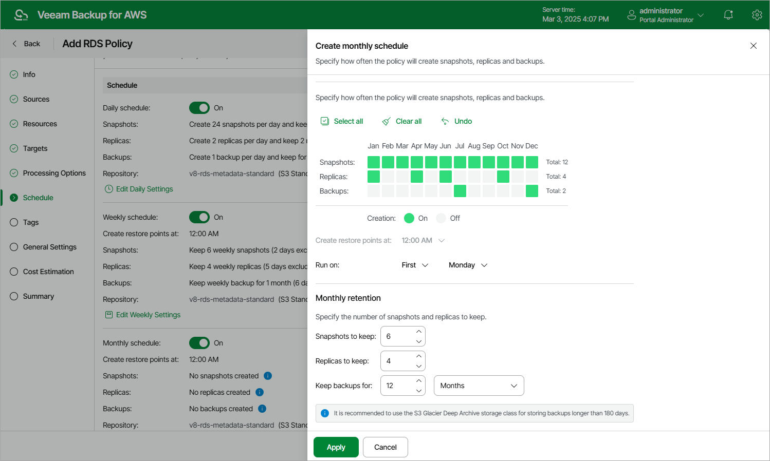 Creating RDS Backup Policy