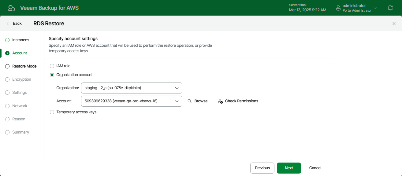 Restoring RDS Resources