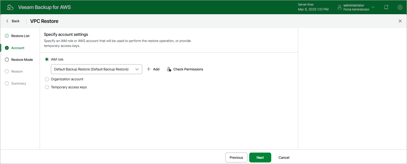 Restoring VPC Configuration