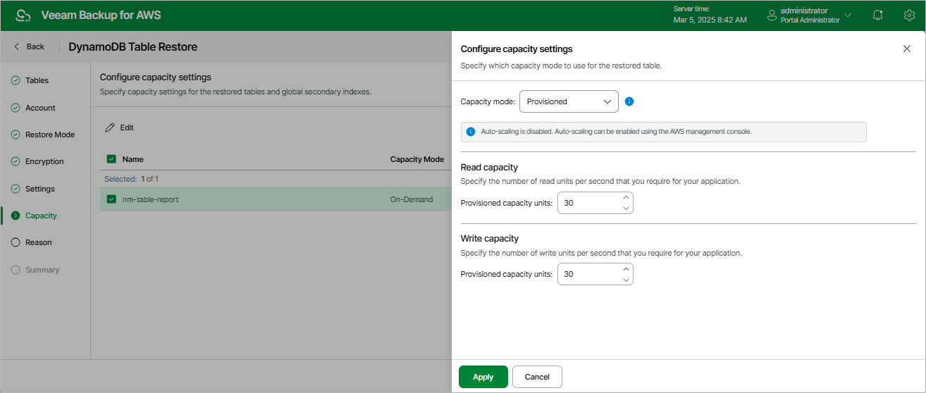Restoring DynamoDB Tables