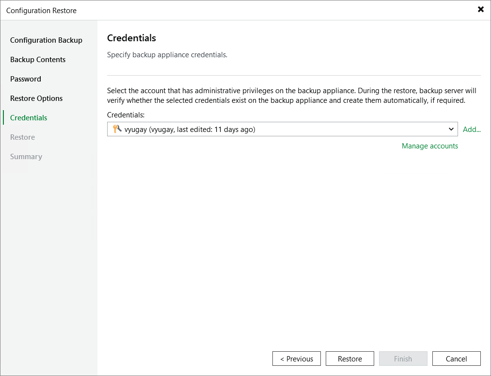 Step 6. Specify User Credentials