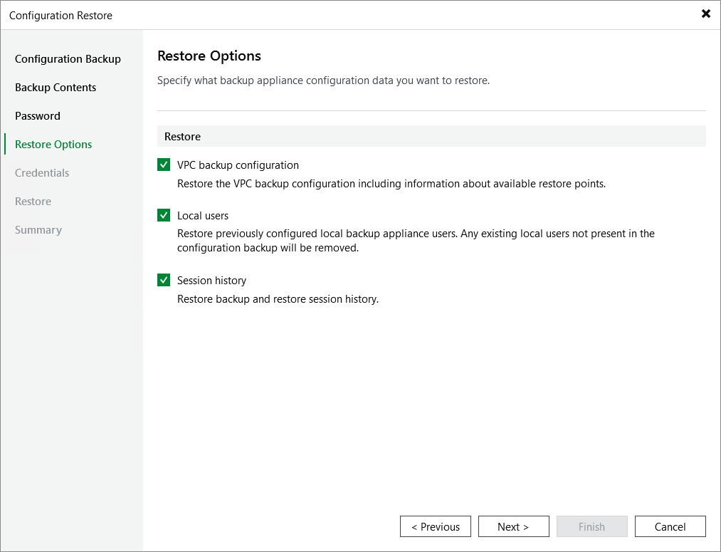 Step 5. Choose Restore Options