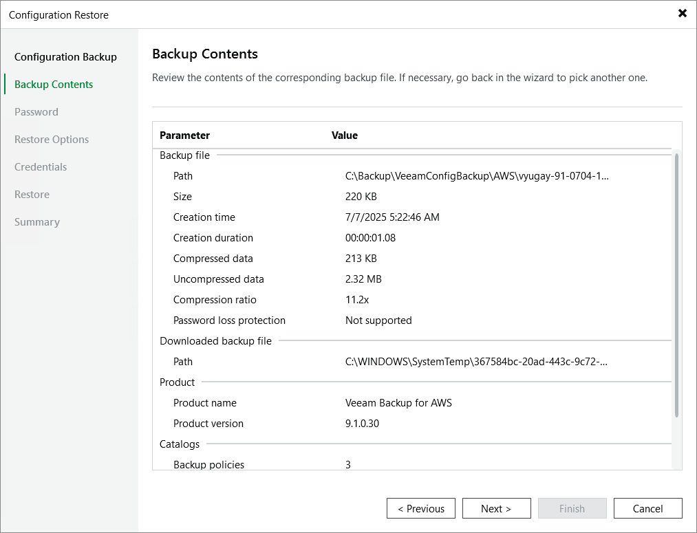 Step 3. Review Backup File Info