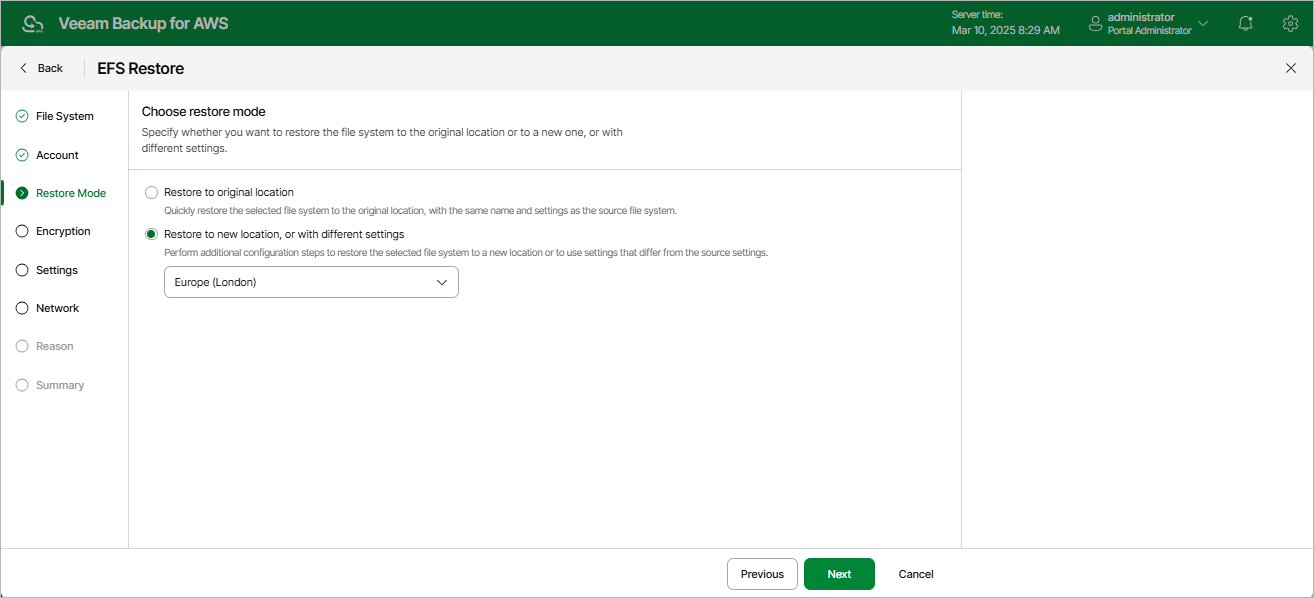 Restoring EFS File Systems