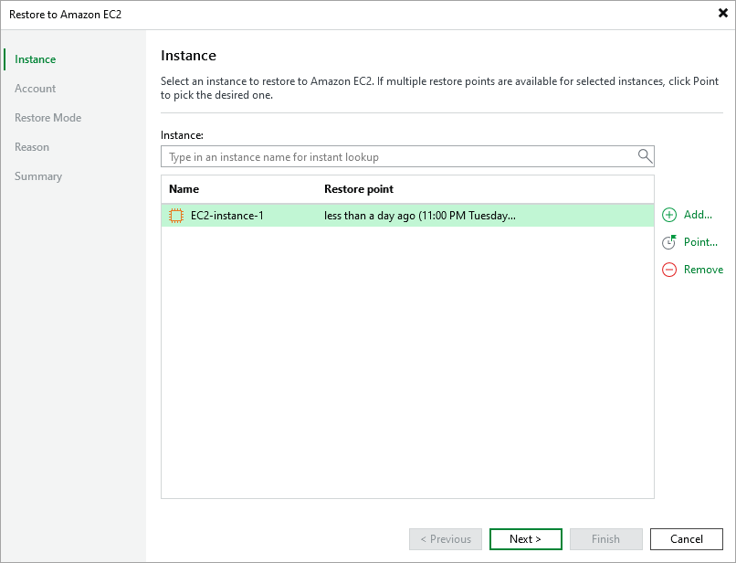 Step 2. Select Restore Point