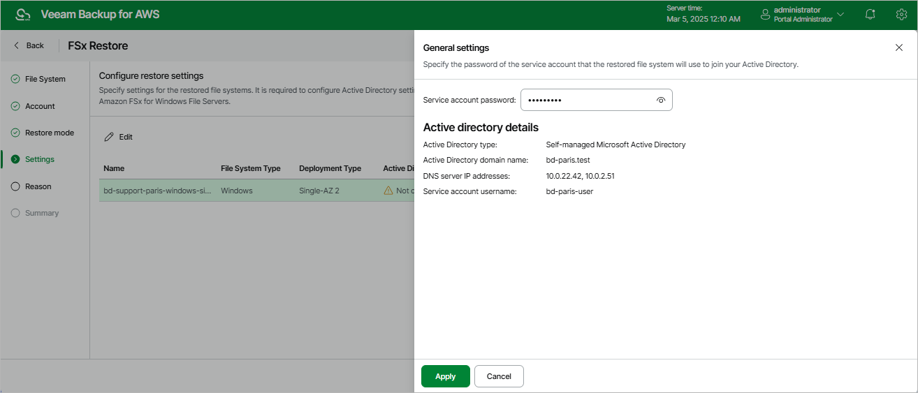 Restoring FSx File Systems