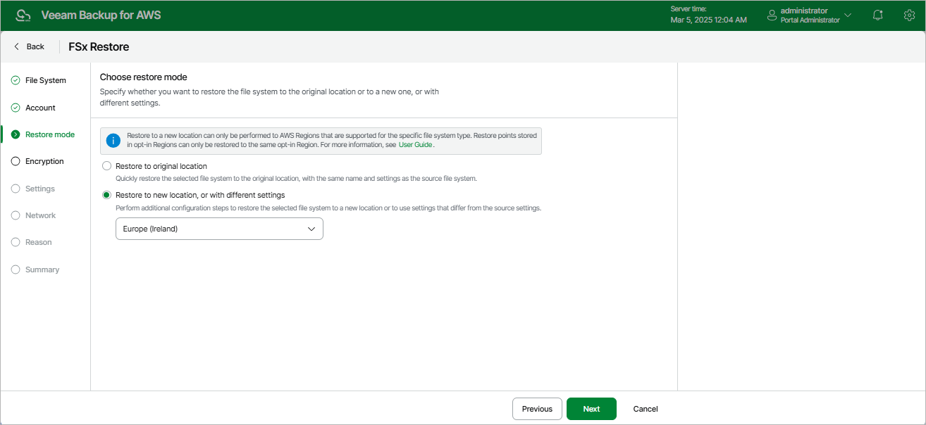 Restoring FSx File Systems
