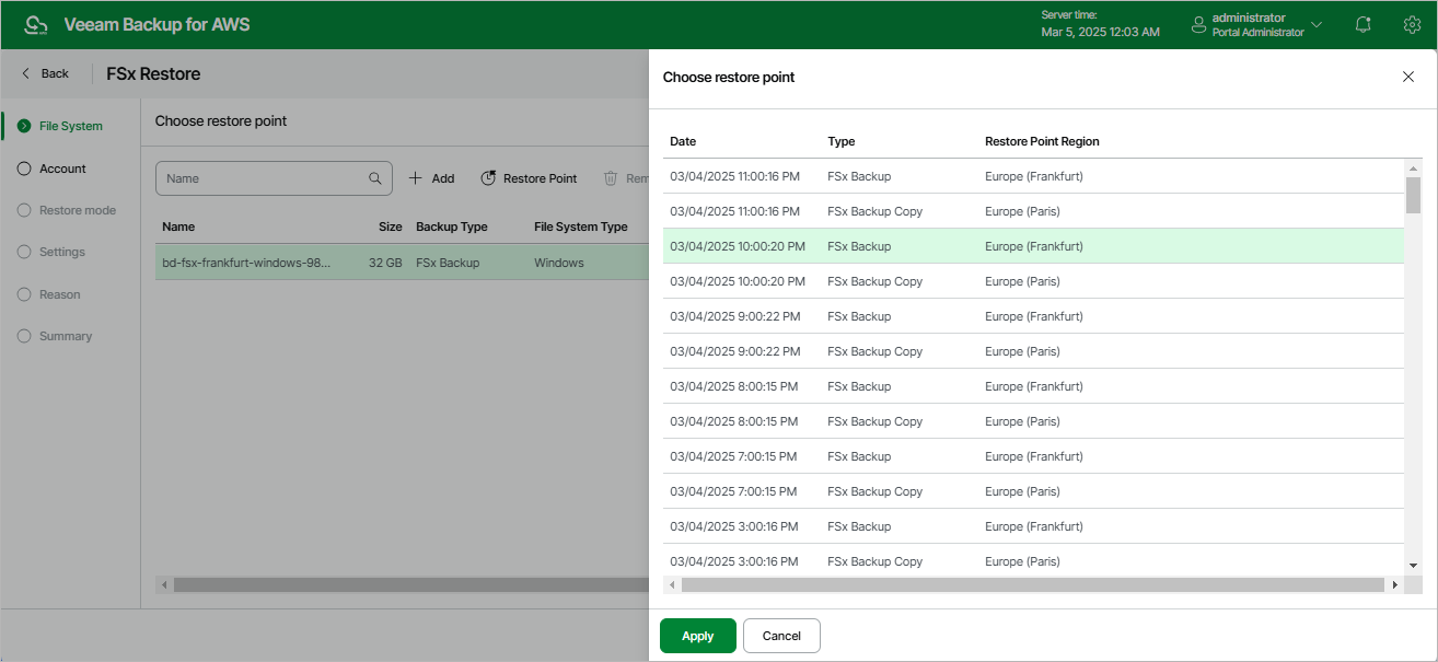 Restoring FSx File Systems