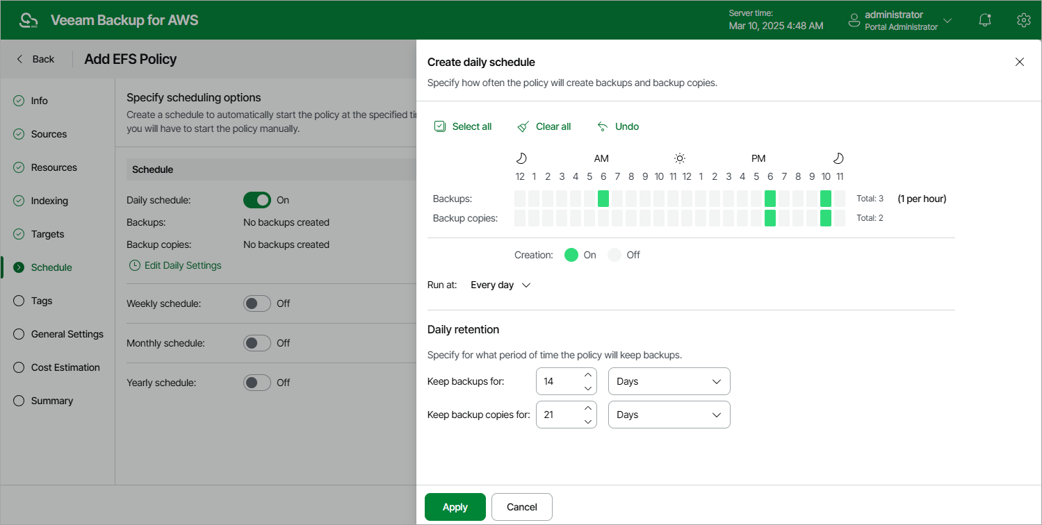 Creating EFS Backup Policy