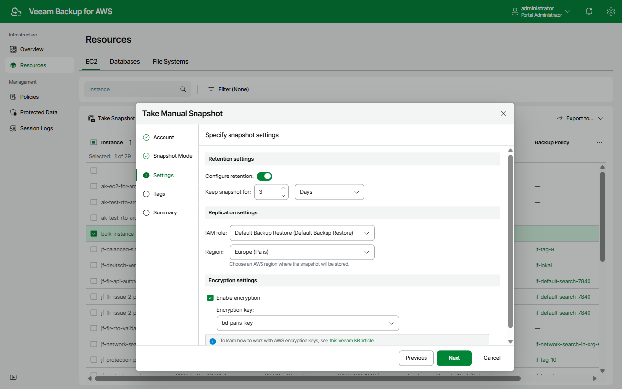 Creating EC2 Snapshots Manually