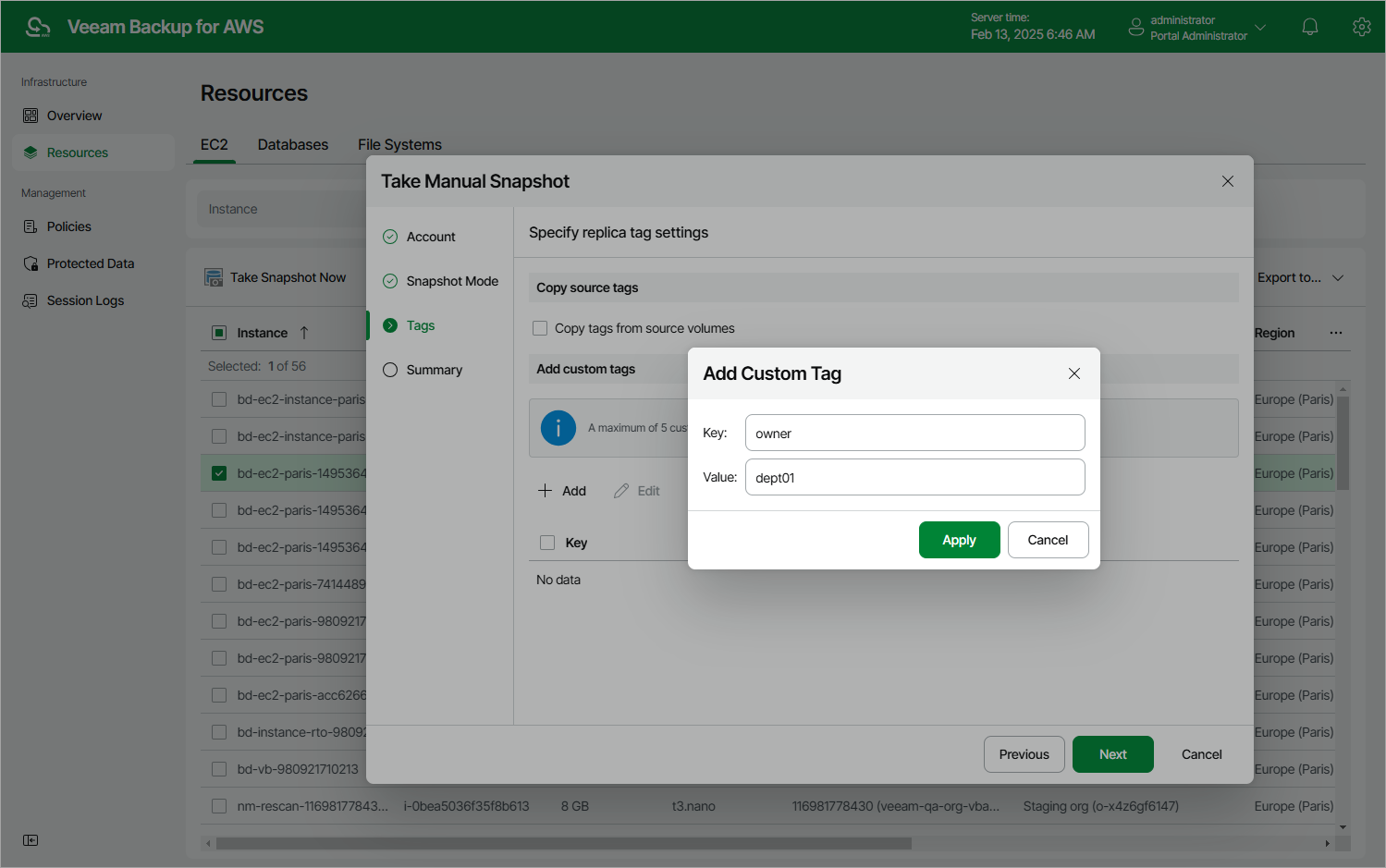 Creating EC2 Snapshots Manually