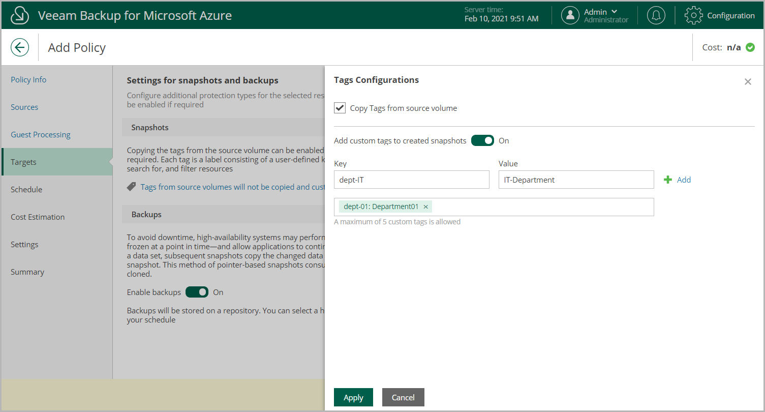 Step 5. Configure Backup Target Settings