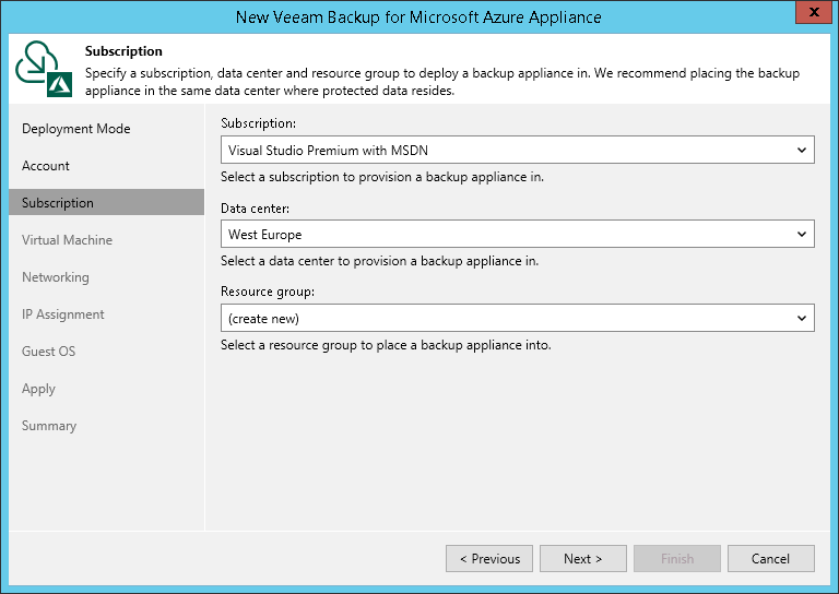 Step 4. Specify Subscription