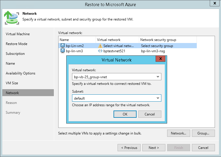 Step 8. Specify Network and Secure Group Settings