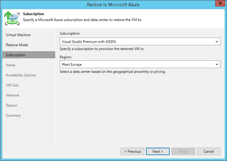 Step 4. Specify Azure Subscription and Region