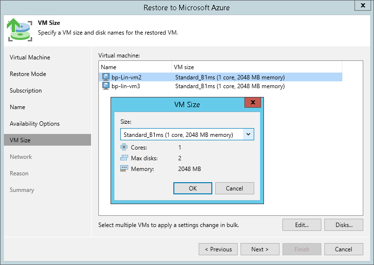Step 7. Specify VM Sizes