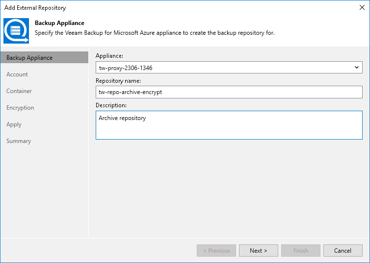 Step 2. Specify Veeam Backup for Microsoft Azure Appliance