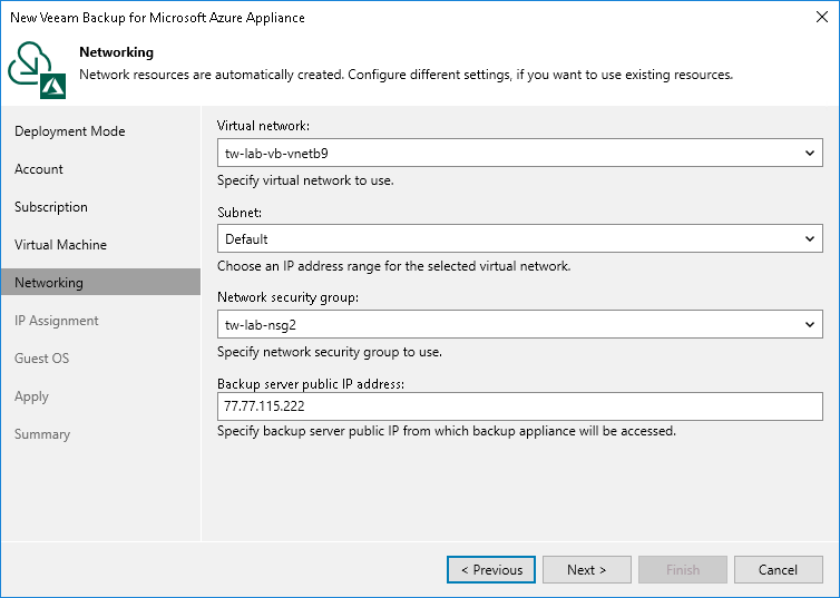 Step 6. Specify Network Resources