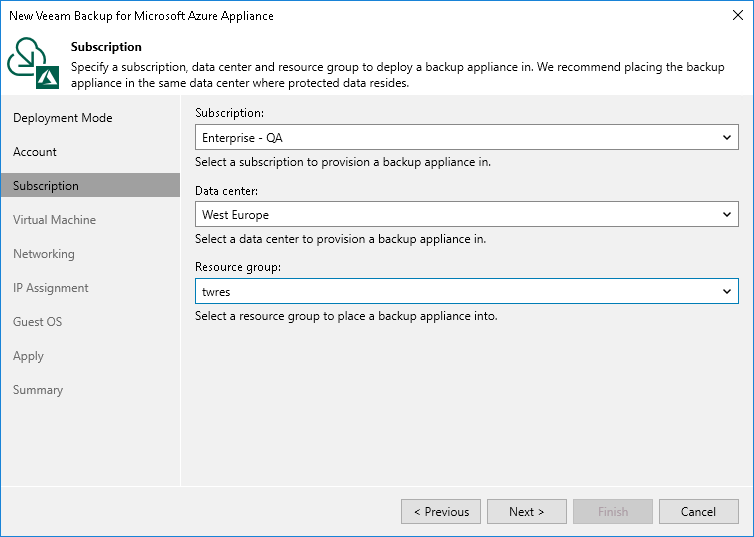 Step 4. Specify Subscription