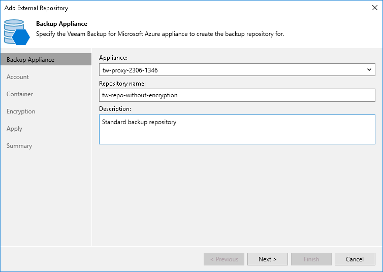 Step 2. Specify Veeam Backup for Microsoft Azure Appliance