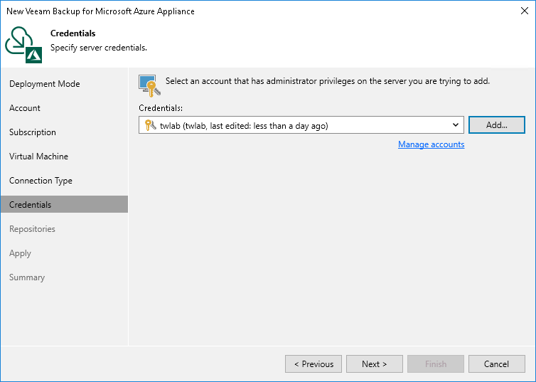 Step 7. Specify Credentials