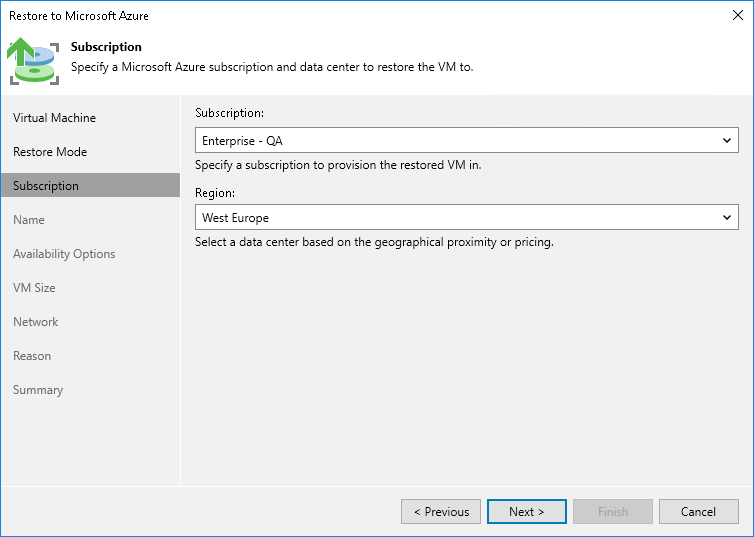 Step 4. Specify Azure Subscription and Region
