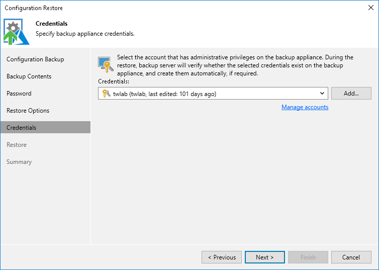 Step 6. Specify Credentials