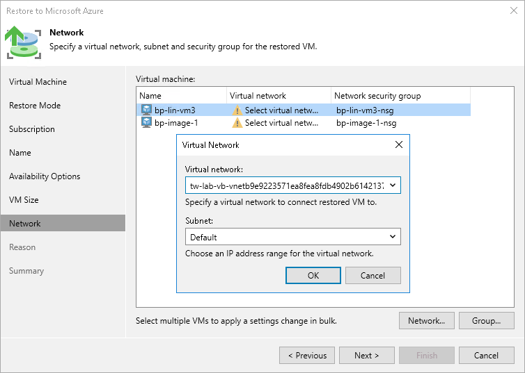 Step 8. Specify Network and Secure Group Settings