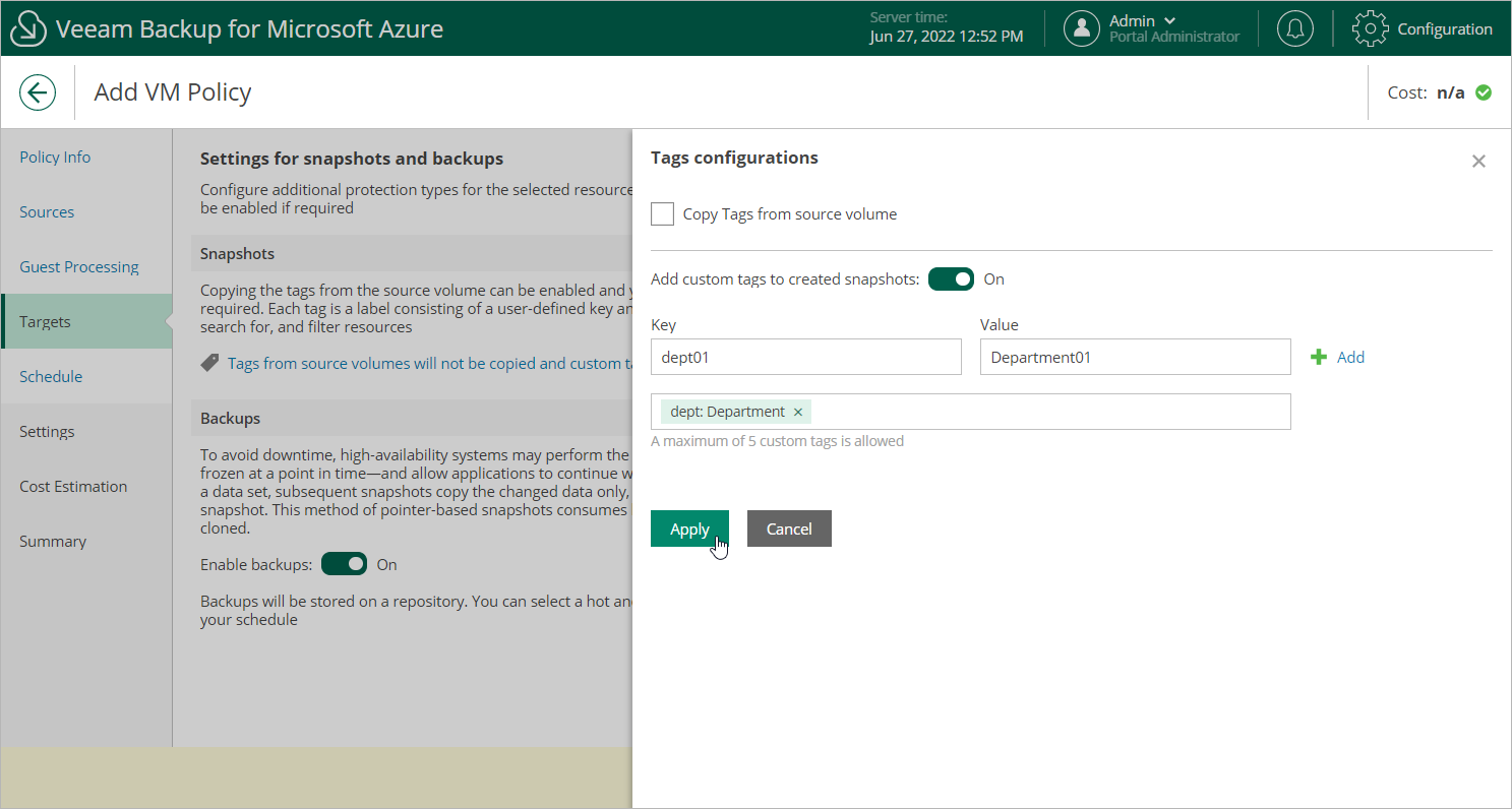 Adding Backup Policy