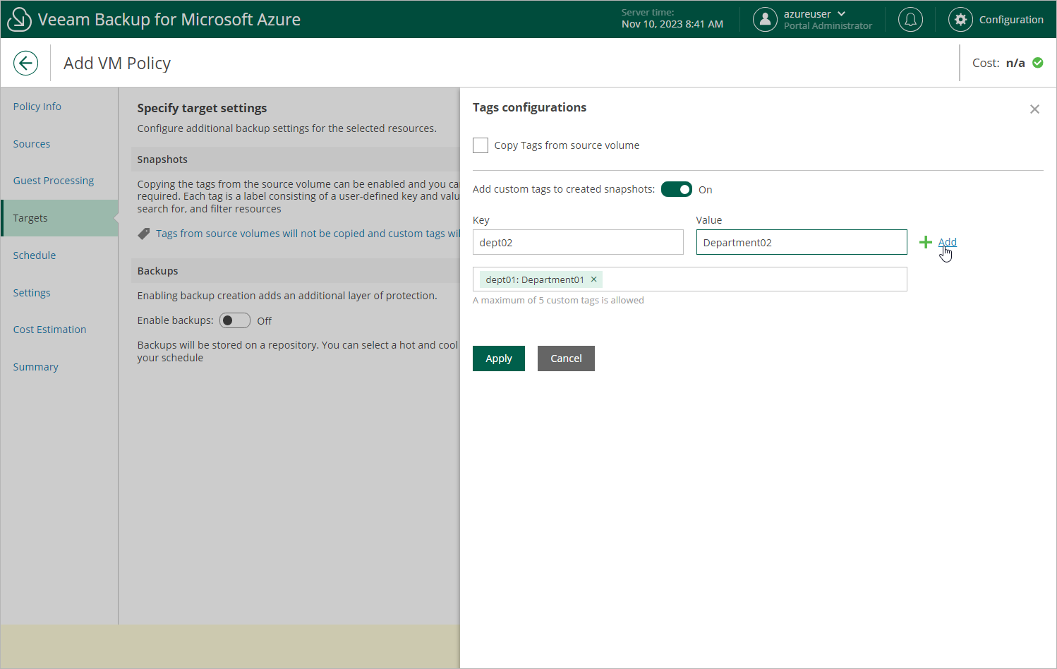 Adding Backup Policy