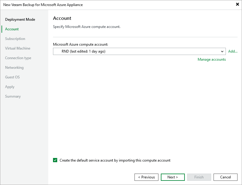 Step 3. Specify Microsoft Azure Compute Account Settings