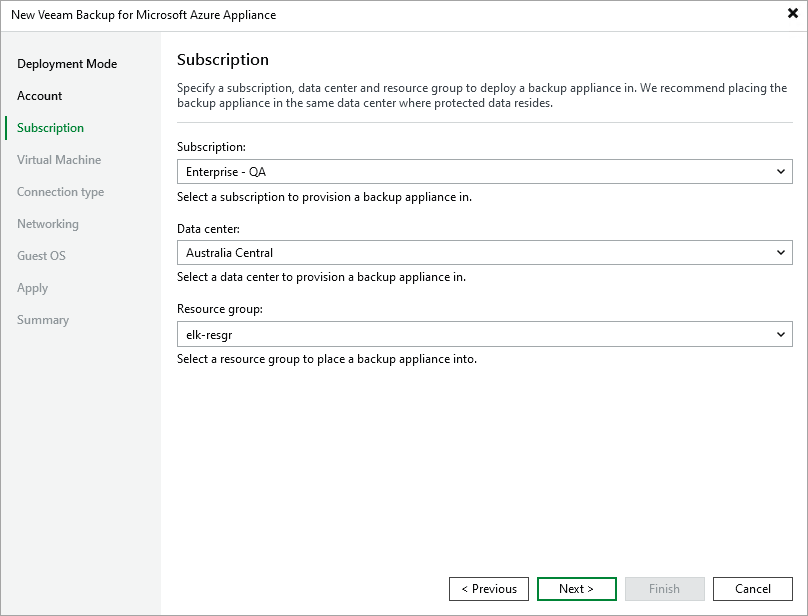 Step 4. Specify Subscription