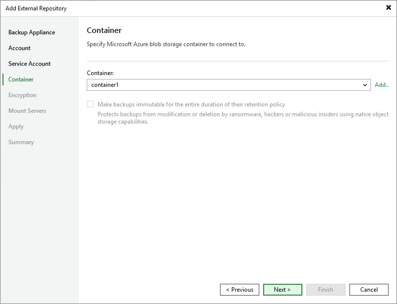 Step 5. Specify Blob Container